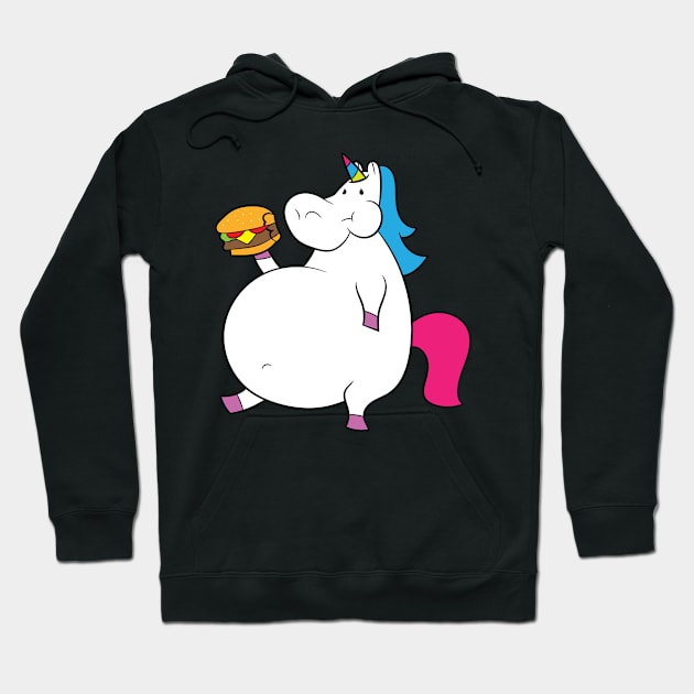 Fat Unicorn Shirt | Eating Burger Gift Hoodie by Gawkclothing